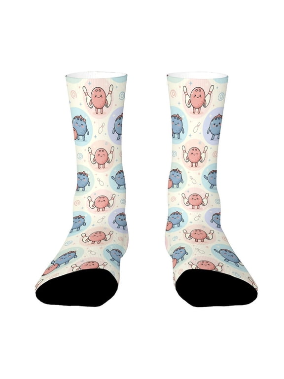 Cute Bowling Ball Funny Novelty Crew Socks for Women Men Sports