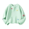 thumbnail image 1 of Cute Bows Sweatshirts for Girls Crewneck Baggy Pullover Bowknots Casual Fashion Solid Color Long Sleeve Tops (5-6 Years, Green), 1 of 5