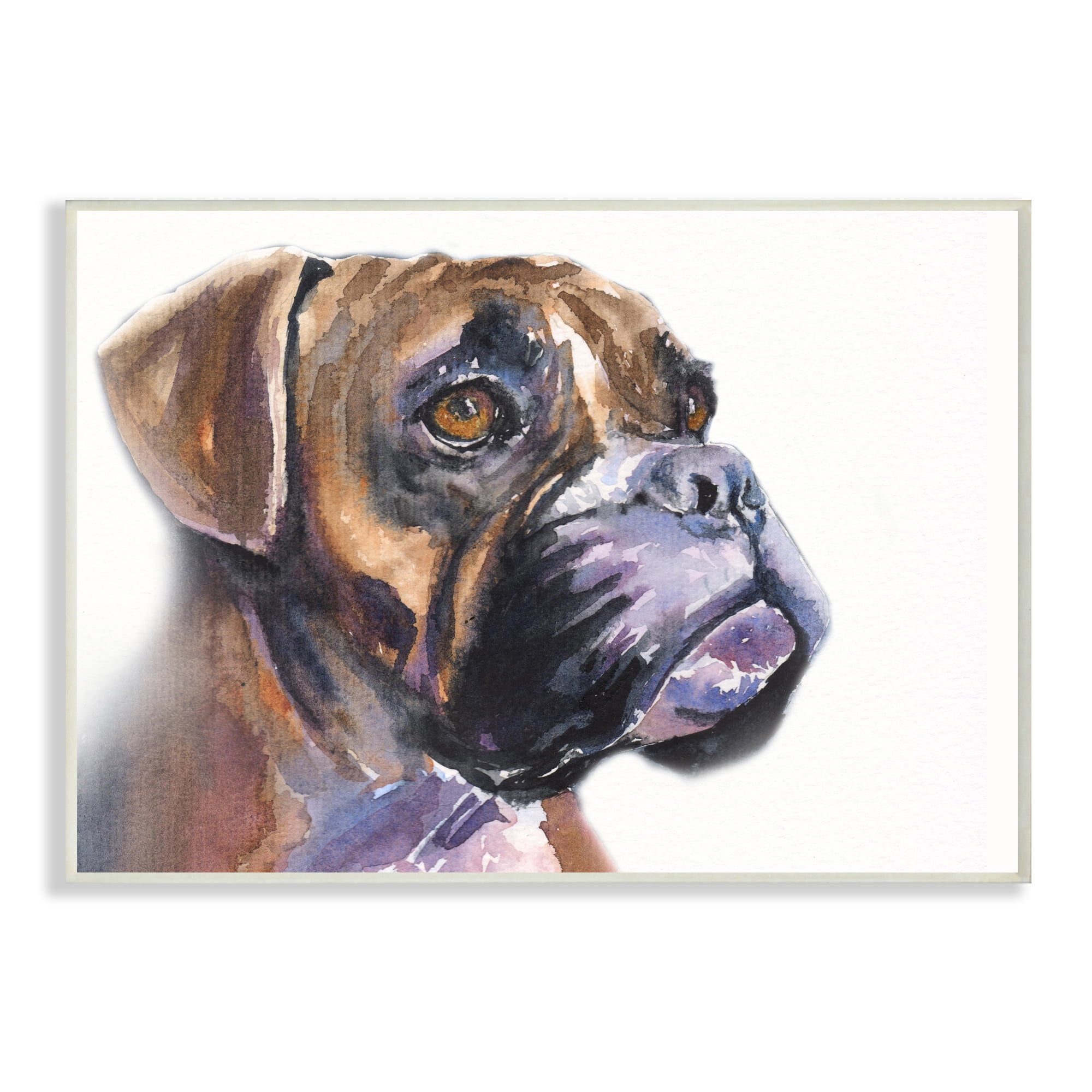 Cute Boxer Dog Pet Portrait Minimal Brown 15 in x 10 in Framed Painting Art Print, by Stupell Home Décor