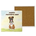 thumbnail image 1 of Cute Boxer Loves Dad Happy Father's Day Set of 4 Stone Coasters Boxers Dog Lover Gifts Idea 4x4in Absorbent Soapstone Coaster - 12008, 1 of 5