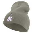 thumbnail image 1 of Cute Boxing Gloves to Cancer Day Embroidered 8 inch Acrylic Short Beanie - Grey OSFM, 1 of 5