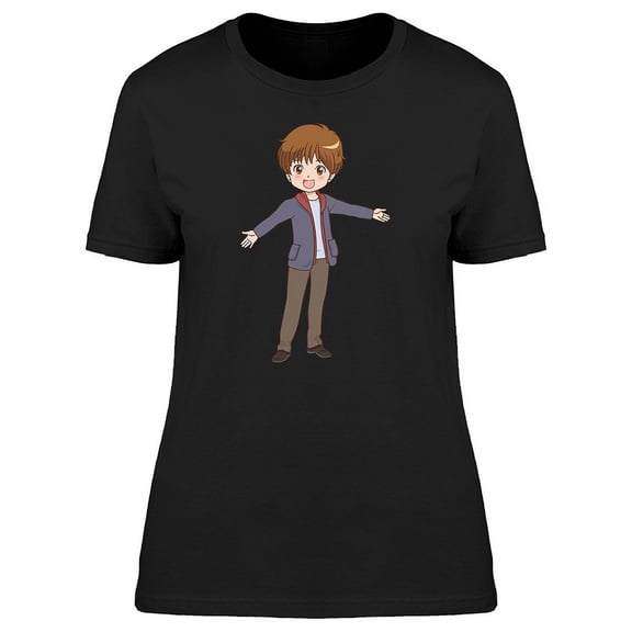 Cute Boy Doing Pose Cartoon T-Shirt Women -Image by Shutterstock, Female Large