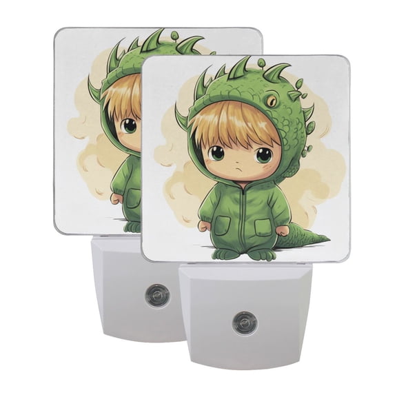 Cute Boy LED Night Light with Smart Sensor Plug Into Wall Dusk to Dawn 2 packs