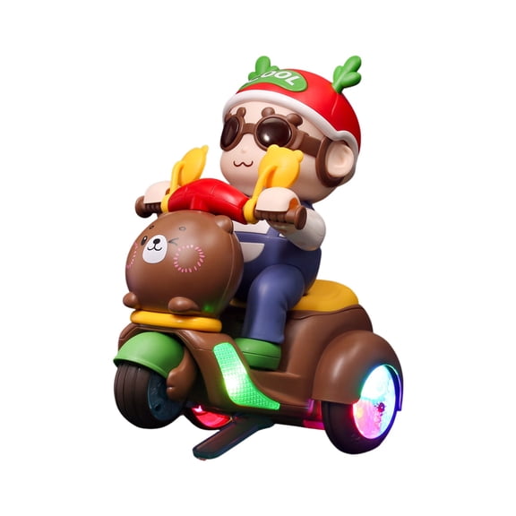 Cute Boy Stunt Motorcycle 360 Degrees Rotating Electric Light Music Dynamic Cycling Same Style Children Toys