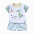 thumbnail image 1 of Cute Boys Short Sleeve Shirt Shorts Set Two-Piece Kids Summer Cute Cartoon Going Car Top Shorts Outfit White 12-18 Months, 1 of 4