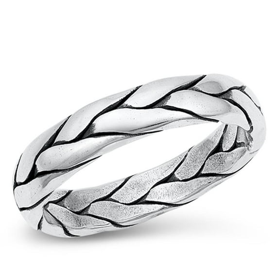 Cute Braided Ring .925 Sterling Silver Wedding Band Jewelry Female Male Unisex Size 9