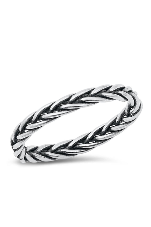 Cute Braided Wedding Weave Ring .925 Sterling Silver Band Jewelry Female Male Unisex Size 10