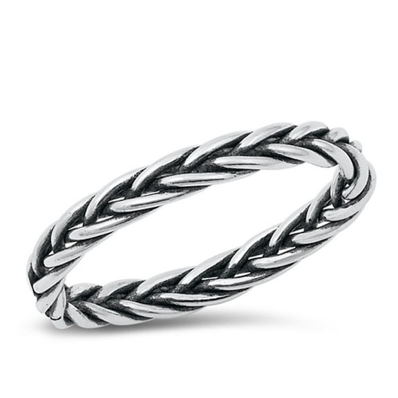 Cute Braided Wedding Weave Ring .925 Sterling Silver Band Jewelry Female Male Unisex Size 6