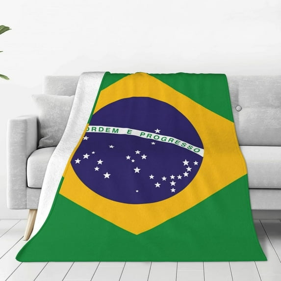 Cute Brazil Flag Throw Blanket for Women Men Warm Soft Fleece Blankets and Throws for Couch,Bed,Sofa 50"x 40"