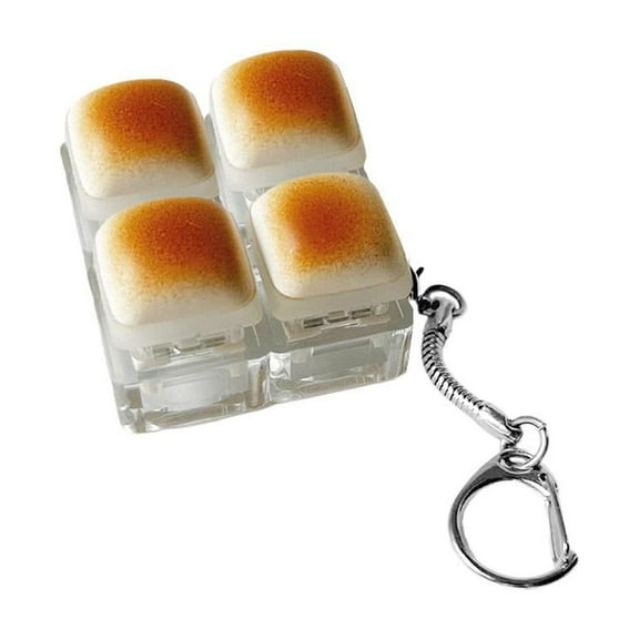 Cute Bread Keycap Stress Relief Clicker Keychain Mini Mechanical Keyboard Button Fingertip Keyring Pendant Keyring Decompress