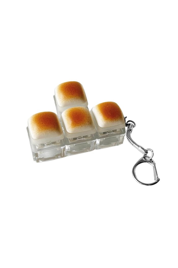 Cute Bread Keycap Stress Relief Clicker Keychain Mini Mechanical Keyboard Button Keyring Keyring Fingertip Pendant Decompress Keyboard toy clicker button fidget toy popping fidget button fidge