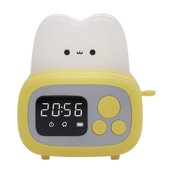 Cute Bread Maker Alarm Clock Sleeping Timing USB Rechargeable Lamp Bedside Table Desk Alarm Clock Birthday Holiday