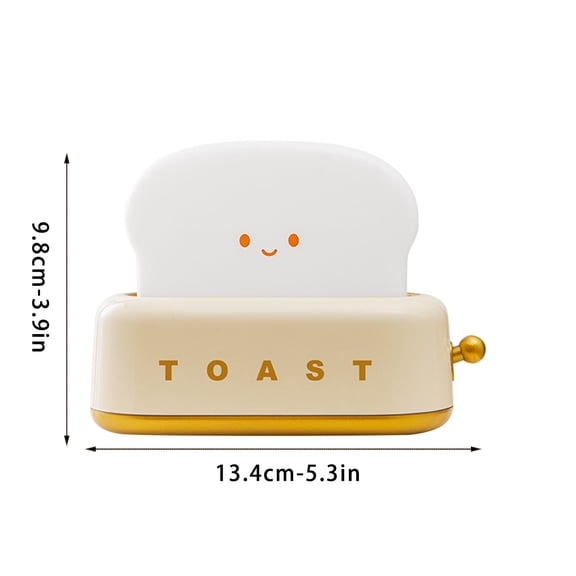 Cute Bread Toaster Night Light Creative Lamp,USB-C Rechargeable Dimmable LED Bedside Lamp Decor Light for Bedroom Desktop Gift(Warm Light,15-Min Timer)