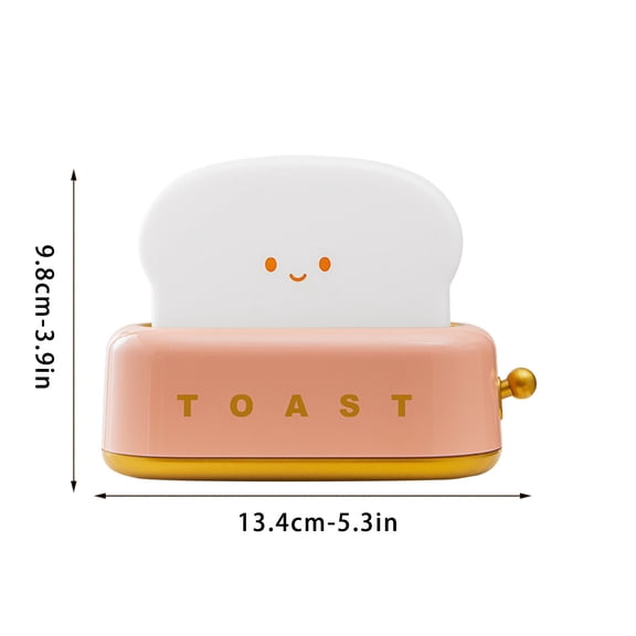 Cute Bread Toaster Night Light Creative Lamp,USB-C Rechargeable Dimmable LED Bedside Lamp Decor Light for Bedroom Desktop Gift(Warm Light,15-Min Timer)