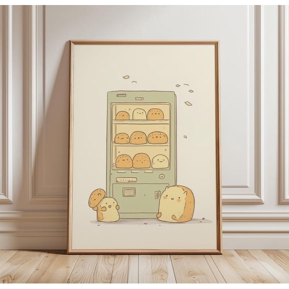 Cute Bread Vending Machine Poster, Unframed Paper Poster 8x10in