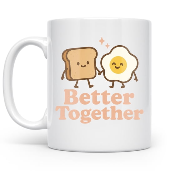Cute Breakfast Love Mug, Adorable Gift for Couples, Kawaii Coffee Cup
