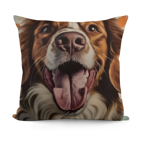 Cute Brittany Spaniel Dog Throw Pillow Cover Colorful Painting Dog Art Decorative Pillow Case for Bed Couch Sofa Dog Lover Gift Linen Double Side,