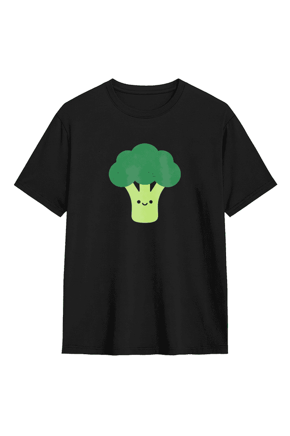 Cute Broccoli Character Retro Graphic Tee for Women, Fun Workout Cotton Short Sleeves T-Shirt