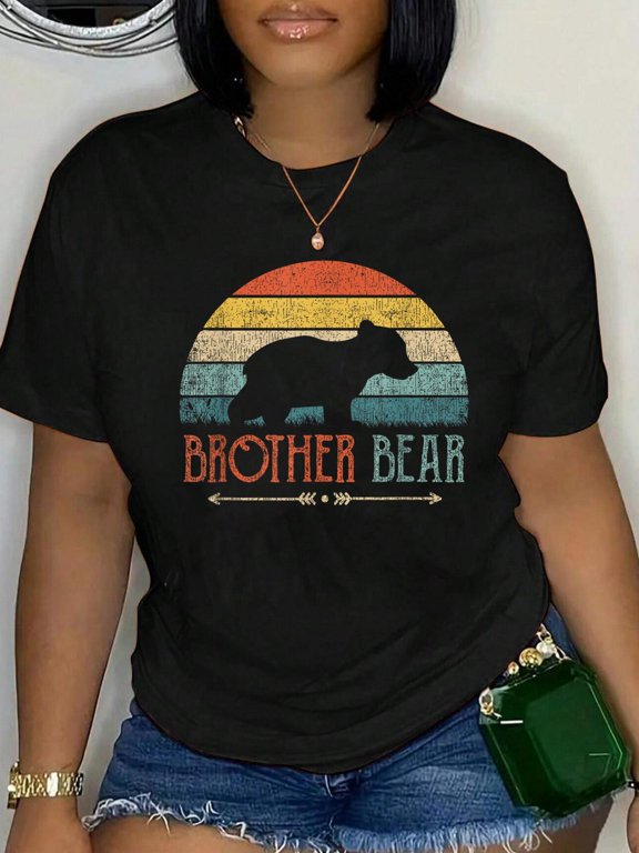 Cute Brother Bear Vintage Present Boys Retro Little Brother T-Shirt