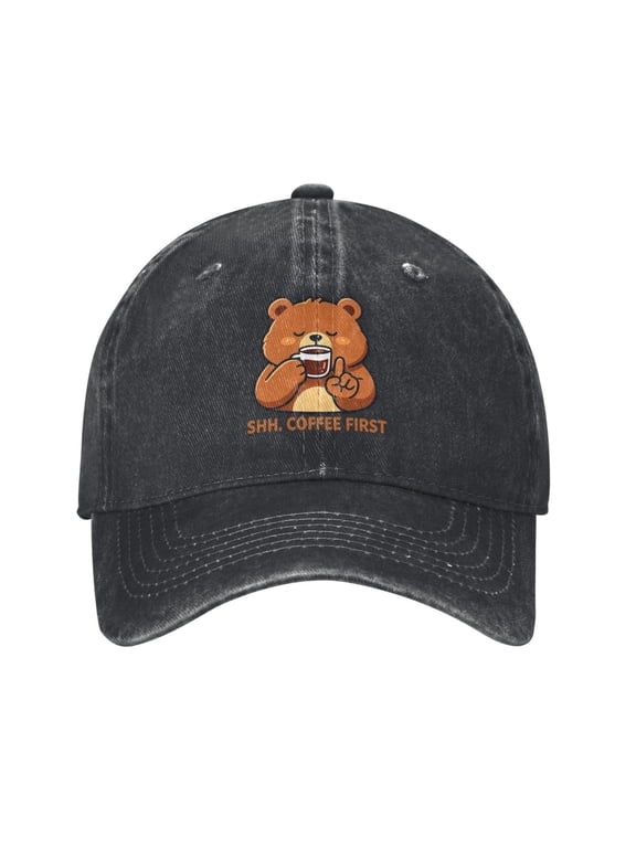 Cute Brown Bear Baseball Cap Vintage Denim Adjustable Funny Coffee Bears Hat Gifts for Women Men Adults Mom Dad Bear Lovers