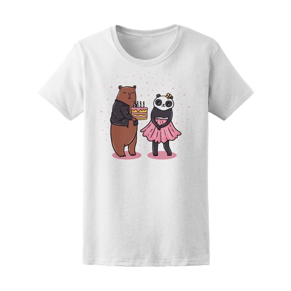 Cute Brown Bear Birthday Cake T-Shirt Women -Image by Shutterstock, Female Small