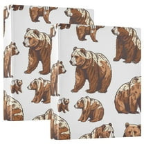 Cute Brown Bears Hardcover 3 Ring Binder 1.5” Round Rings Letter Size Paper Pockets for School Office Supplies