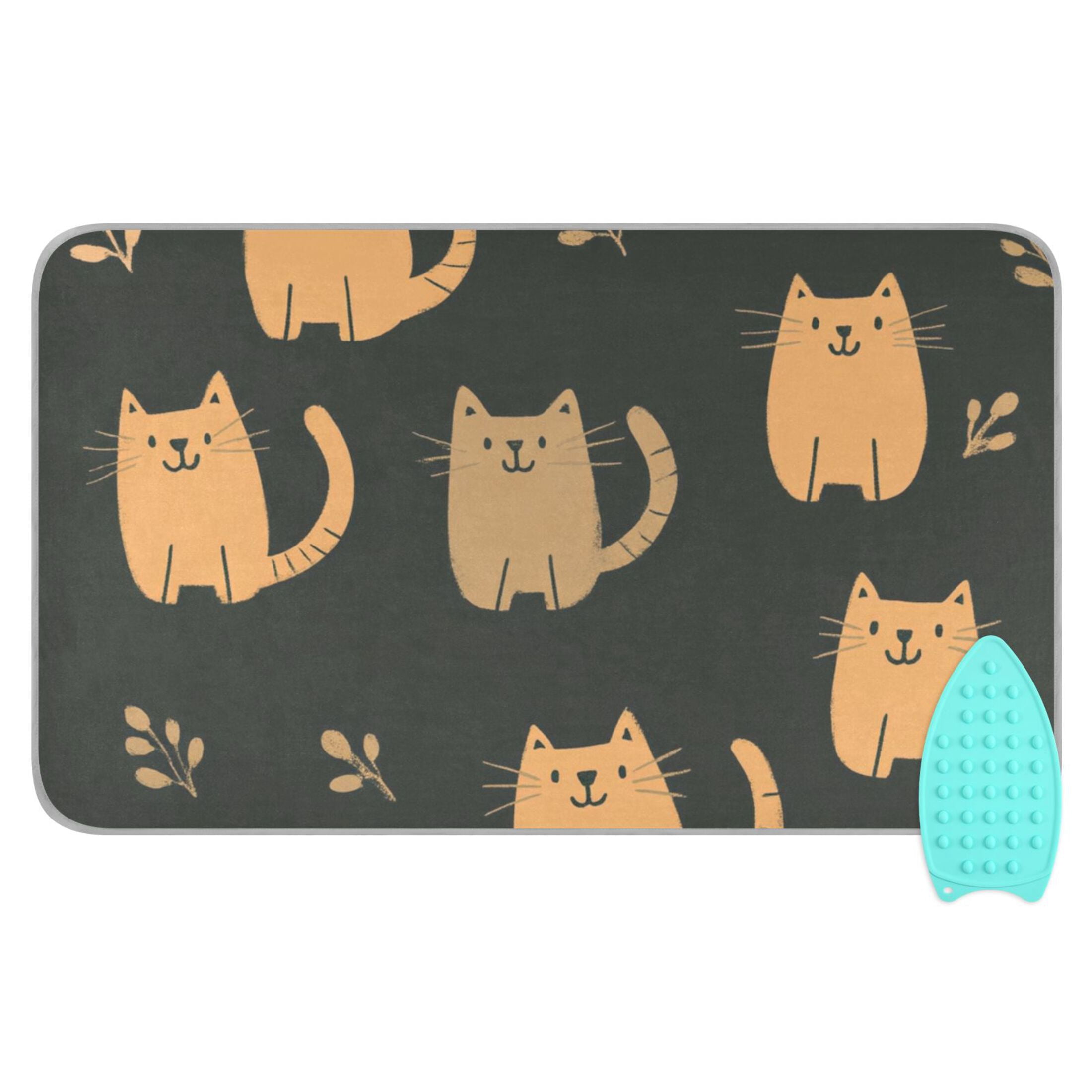Cute Brown Cat Ironing Mat Blanket for Table Top Travel Portable Ironing Board Pad 47.2x27.6 Inch