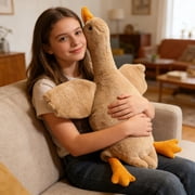 Cute Brown Goose Plush Toy, Soft Long Body Stuffed Animal Pillow for Sleeping, Hugging & Kids Gift Home Decor