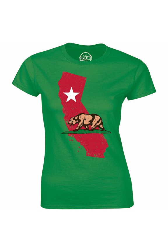 Cute Brown Grizzly Bear Cool California Republic Flag Women'S T-Shirt Tee All Size S-5XL
