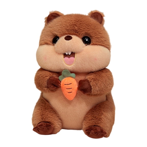 Cute Brown Groundhog Plush Toy, 11 Inch Stuffed Animal with Carrot Accent, Soft Huggable Pillow for Kids Adults, Bedroom Decor, Playtime Companion - No Promises of Unspecified Authorizations/Certific