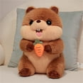 thumbnail image 1 of Cute Brown Groundhog Plush Toy - 11 Inch Stuffed Animal With Carrot Design, Soft Fluffy Fur, Huggable Body - For , S, Bedroom Decor, Playtime, Gifts, 1 of 7