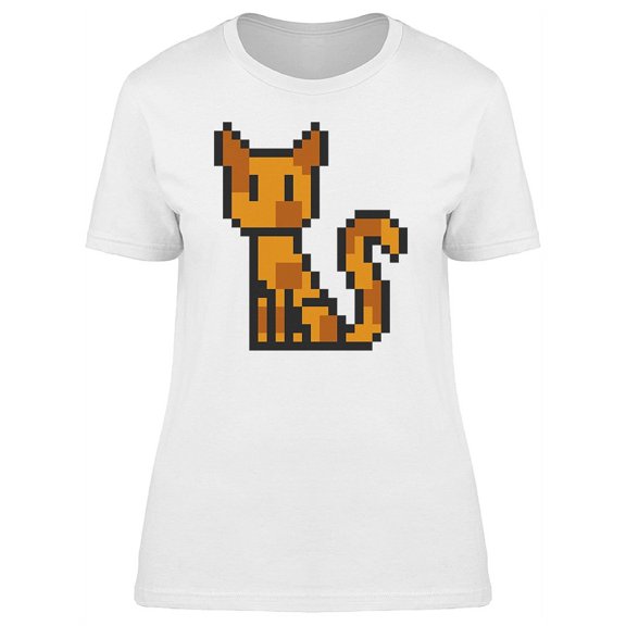 Cute Brown House Cat Pixel Tee Women's -Image by Shutterstock