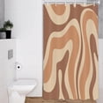 thumbnail image 1 of Cute Brown Shower Curtain, Aesthetic 70s Abstract Wavy Swirl Stall Shower Curtain Set with Hooks, Retro Boho Funky Bathroom Accessories Fabric Bath Curtains 36x72 Inches, 1 of 5