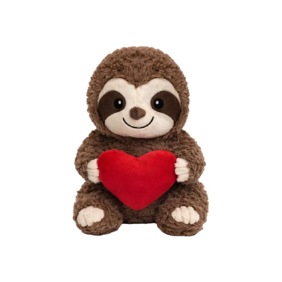 Cute Brown Sloth Plush Toys with Red Heart – 9.8 inch Soft Sloth Stuffed Animals, Adorable Cuddly Stuffed Dolls for Kids & Animal Lovers, Perfect Valentine's Day Gift