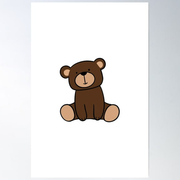 Cute Brown Woodland Bear Cub Poster Wall Art, Modern Wall Decor For Living Room Bedroom, 8x12 UNFRAMED