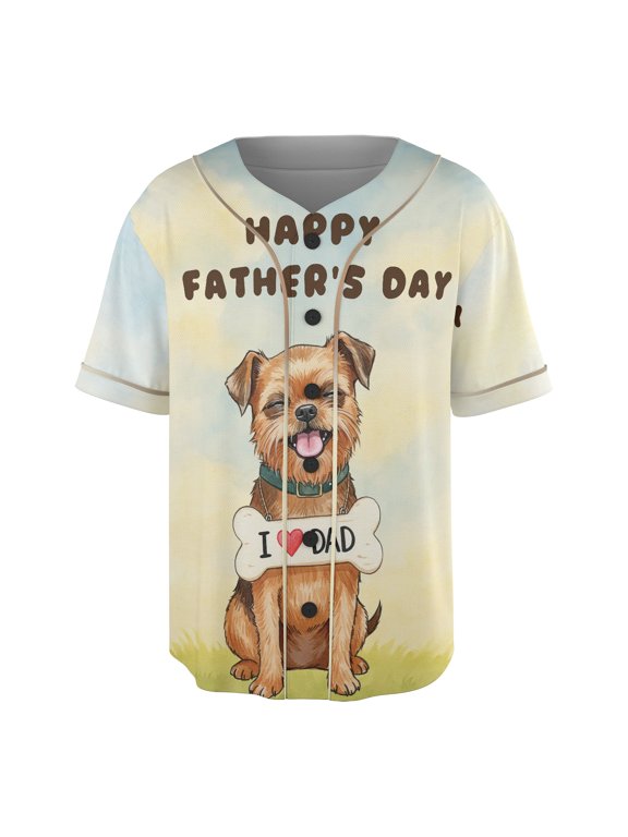 Cute Brussels Griffon Loves Dad Happy Father's Day All Over Print 3D Baseball Shirt Griff Dog Lover Softball Sport - 12008
