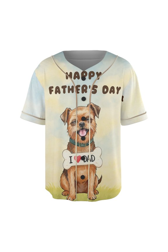 Cute Brussels Griffon Loves Dad Happy Father's Day All Over Print 3D Baseball Shirt Griff Dog Lover Softball Sport - 12008