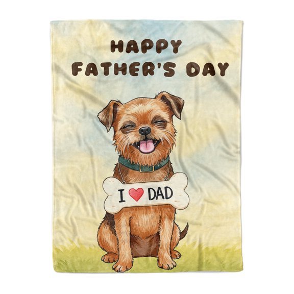 Cute Brussels Griffon Loves Dad Happy Father's Day Cozy Fleece Blanket Griff Dog Lover Warm Soft Throw Blanket - 12008