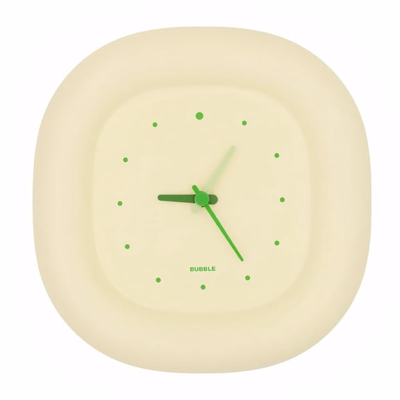 Cute Bubble Analog Clock Silent Non-Ticking, Battery Operated, Cream Design for Bedside, Bedroom, Kitchen, Living Room Decor Hangable or Standing Desk Clock