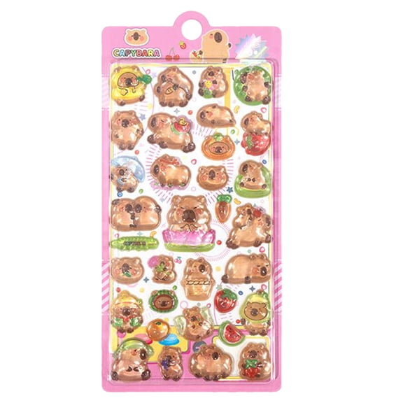 Cute Bubble Stickers | 3D Funny Reusable Removable Decals | Kids Capybara Journal Stickers | for Jou