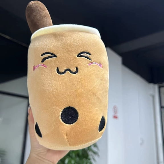 Cute Bubble Tea Plush Toy, Soft Boba Tea Stuffed Animal with Smiling Face, Adorable Gift for Kids/Adults