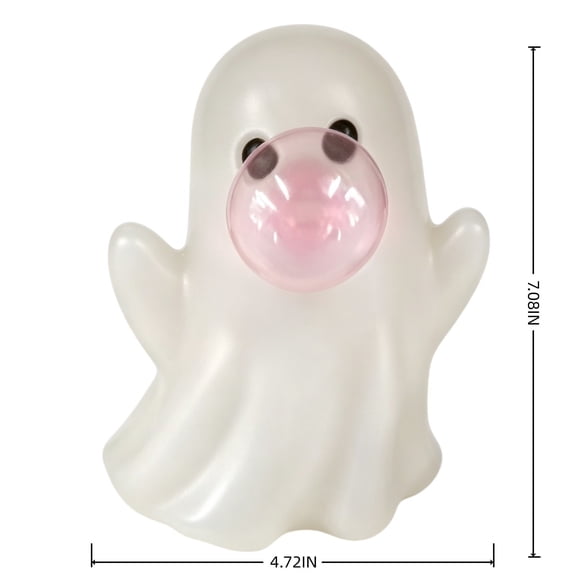 Cute Bubbles Ghost Halloween Desktop Decor, Halloween Ghost Ornament, Pink Bubble Blowing Ghost Figurine For Desktop Party Home (B)