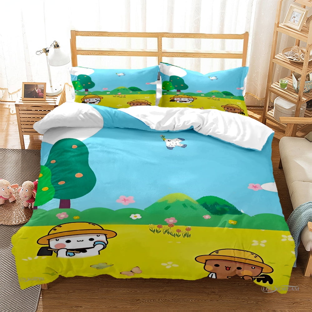 Cute Bubu Dudu Cartoon Bear Panda Duvet Cover kawaii Bedding sets Soft