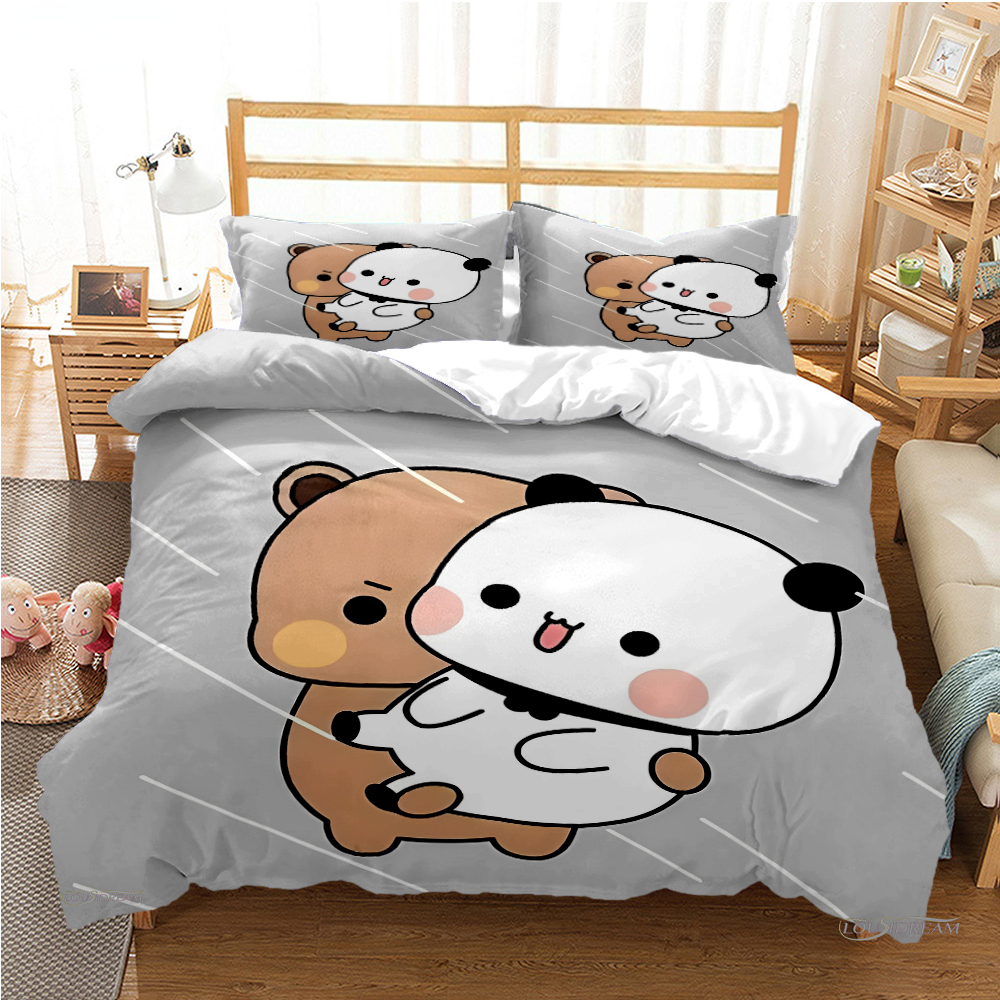Cute Bubu Dudu Cartoon Bear Panda Duvet Cover kawaii Bedding sets Soft