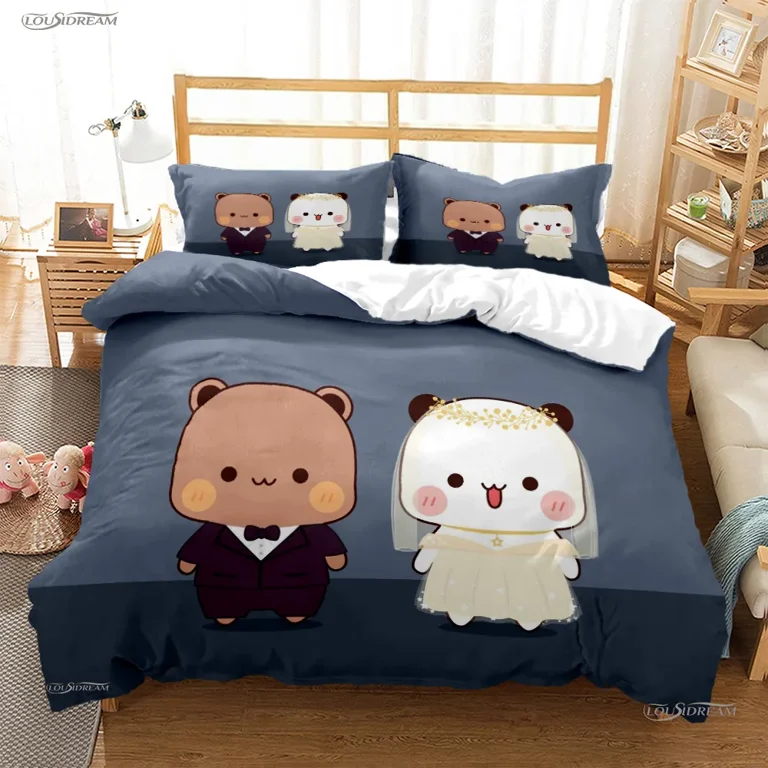 Cute Bubu Dudu Cartoon Bear Panda Duvet Cover kawaii Bedding sets Soft  Quilt Cover and Pillowcases Single/Double/Queen/King Kids 