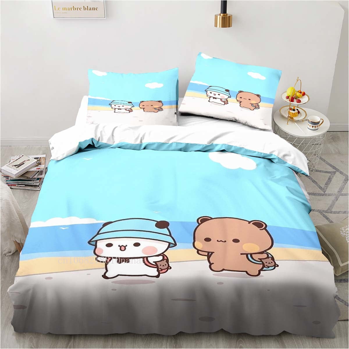 Cute Bubu and Dudu Cartoon Print All Season Twin Bedding Set 3 Piece