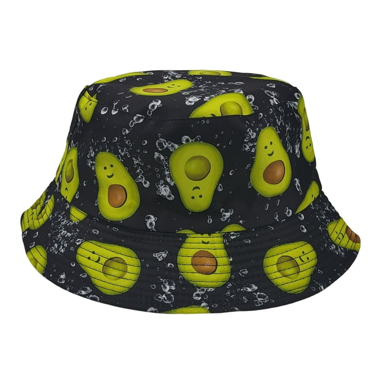 Cute Bucket Hat Beach Avocado Print Fisherman Hats for Women, Reversible  Double-Side-Wear