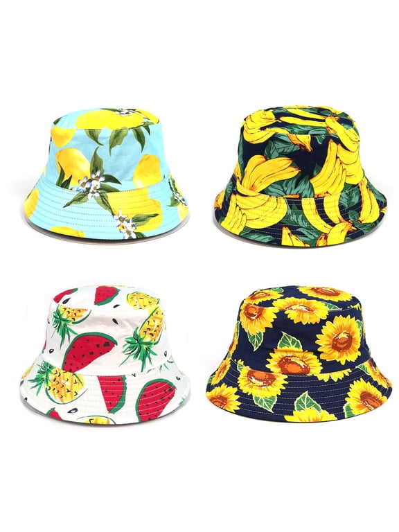 Cute Bucket Hat Beach Fisherman Hats for Women, Reversible Double-Side-Wear