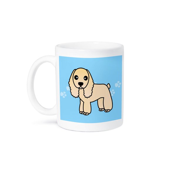 3dRose, Cute Buff Cocker Spaniel Blue with Pawprints, 15oz Mug