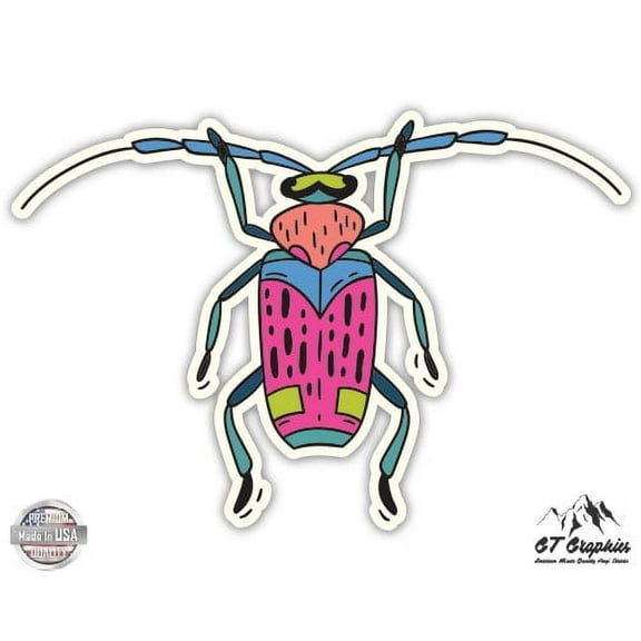 Cute Bug Colorful - 3" Vinyl Sticker - For Car Laptop I-Pad Phone Helmet Hard Hat - Waterproof Decal